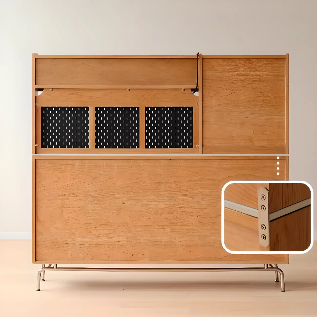 Modern Wood Sideboard with Cabinets and Stone Top Image - 3 | homeyfad