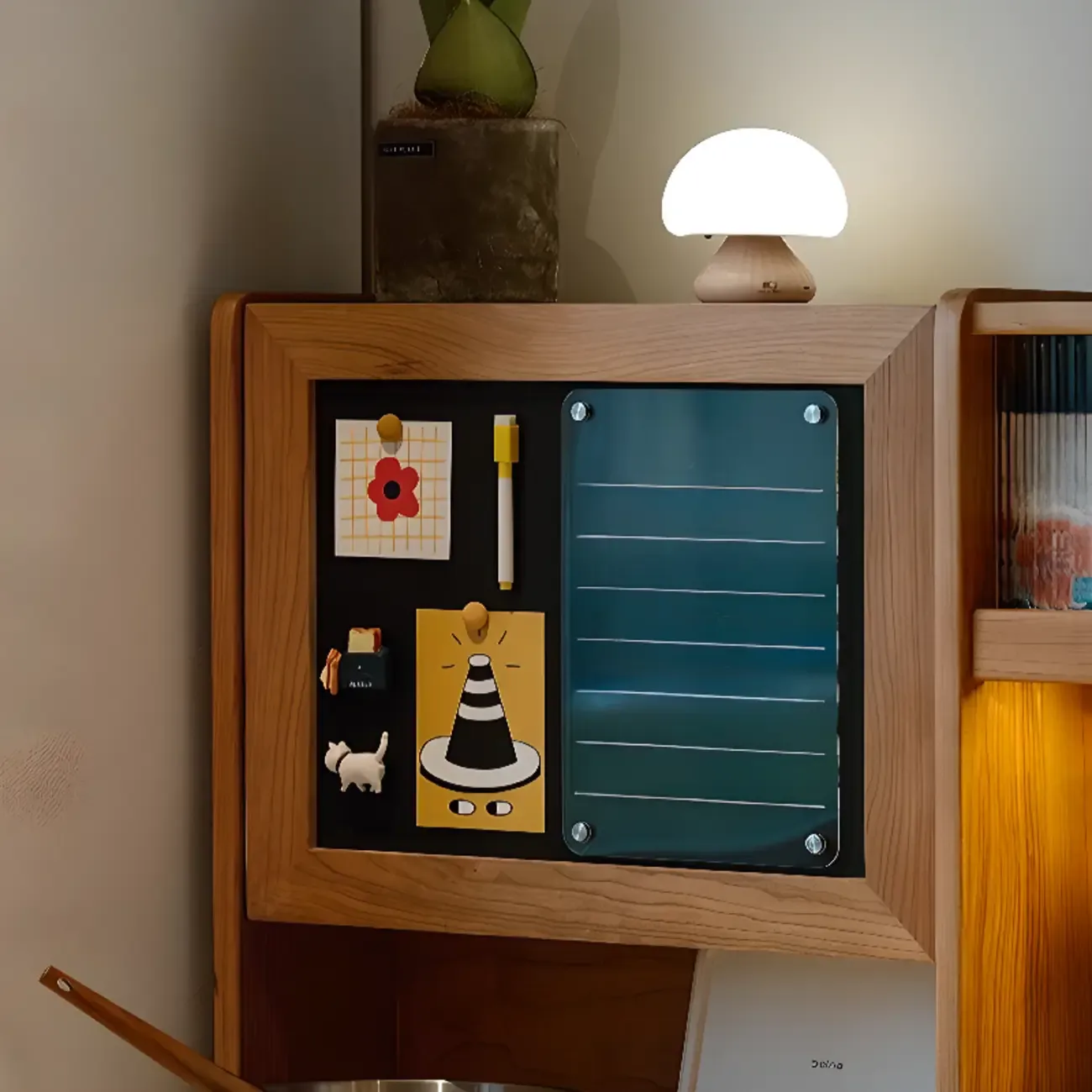 Modern Wood Sideboard with Cabinets and Stone Top Image - 7