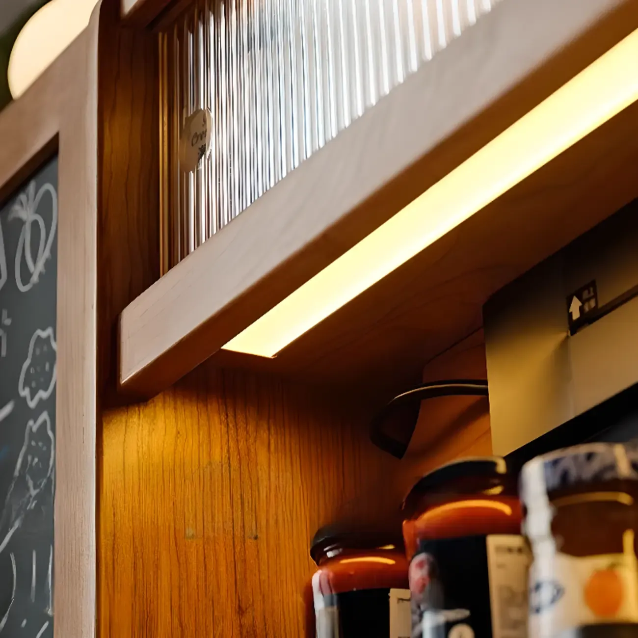 Modern Wood Sideboard with Cabinets and Stone Top Image - 9
