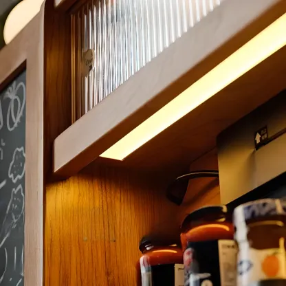 Modern Wood Sideboard with Cabinets and Stone Top Image - 9