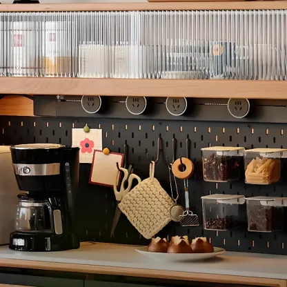 Modern Wood Sideboard with Cabinets and Stone Top Image - 10