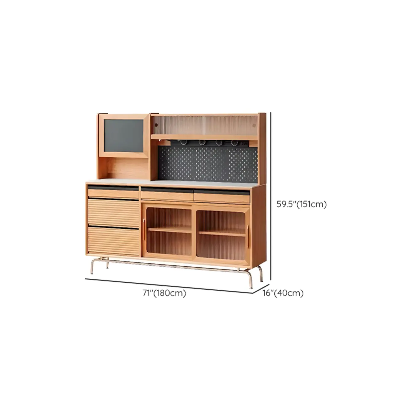 Modern Wood Sideboard with Cabinets and Stone Top Image - 12 | homeyfad