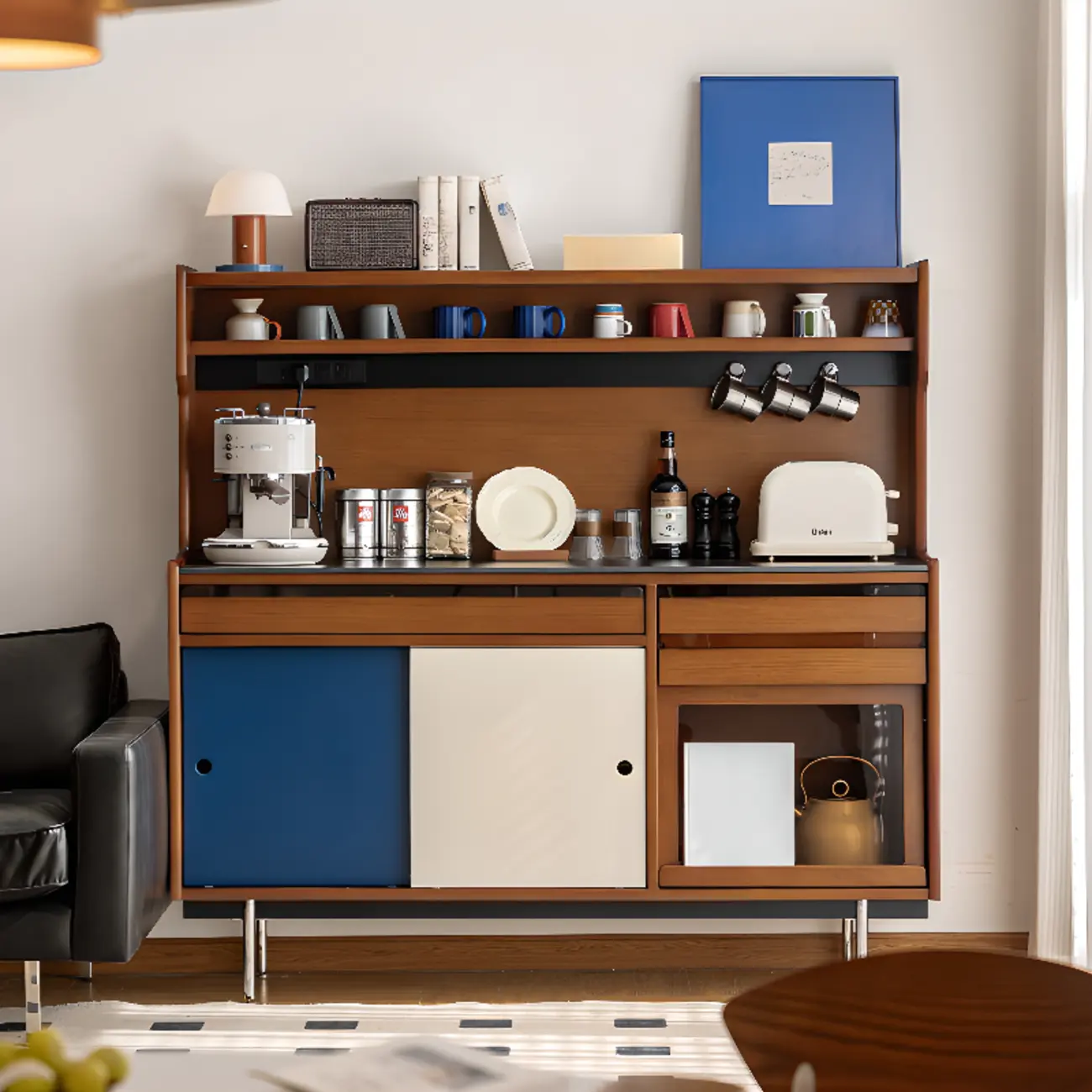 Modern Wooden Buffet Table with Storage Cabinets Image - 2 | homeyfad