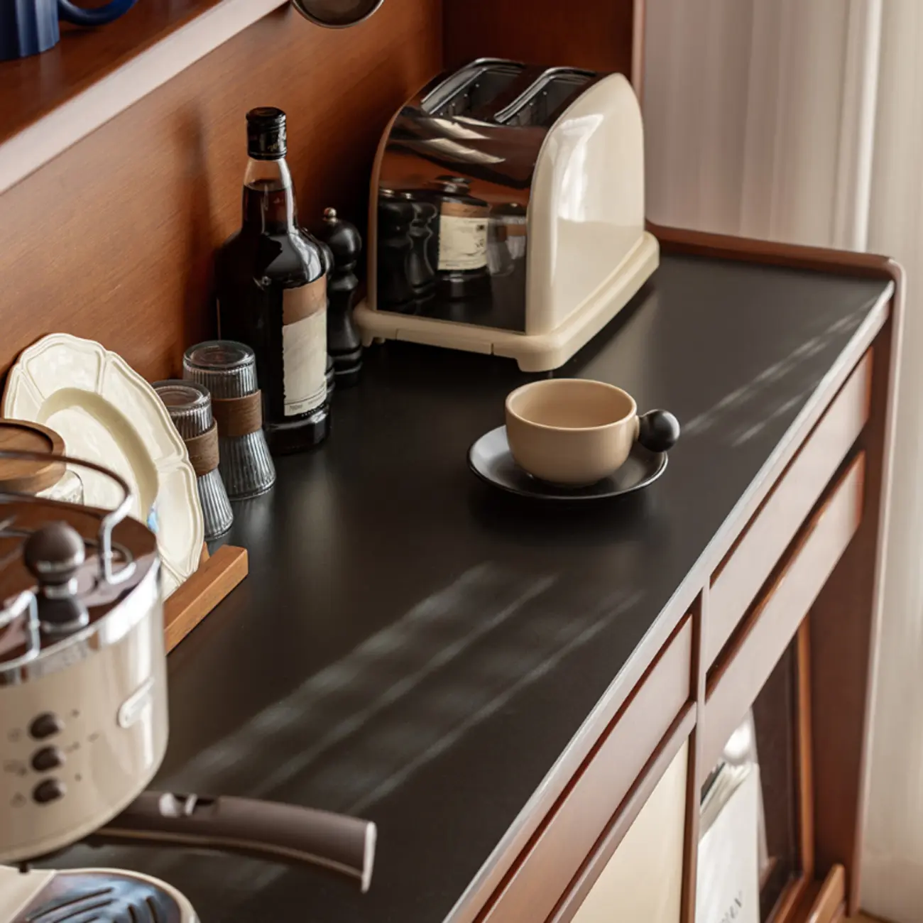 Modern Wooden Buffet Table with Storage Cabinets Image - 6 | homeyfad