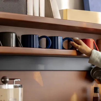 Modern Wooden Buffet Table with Storage Cabinets Image - 9