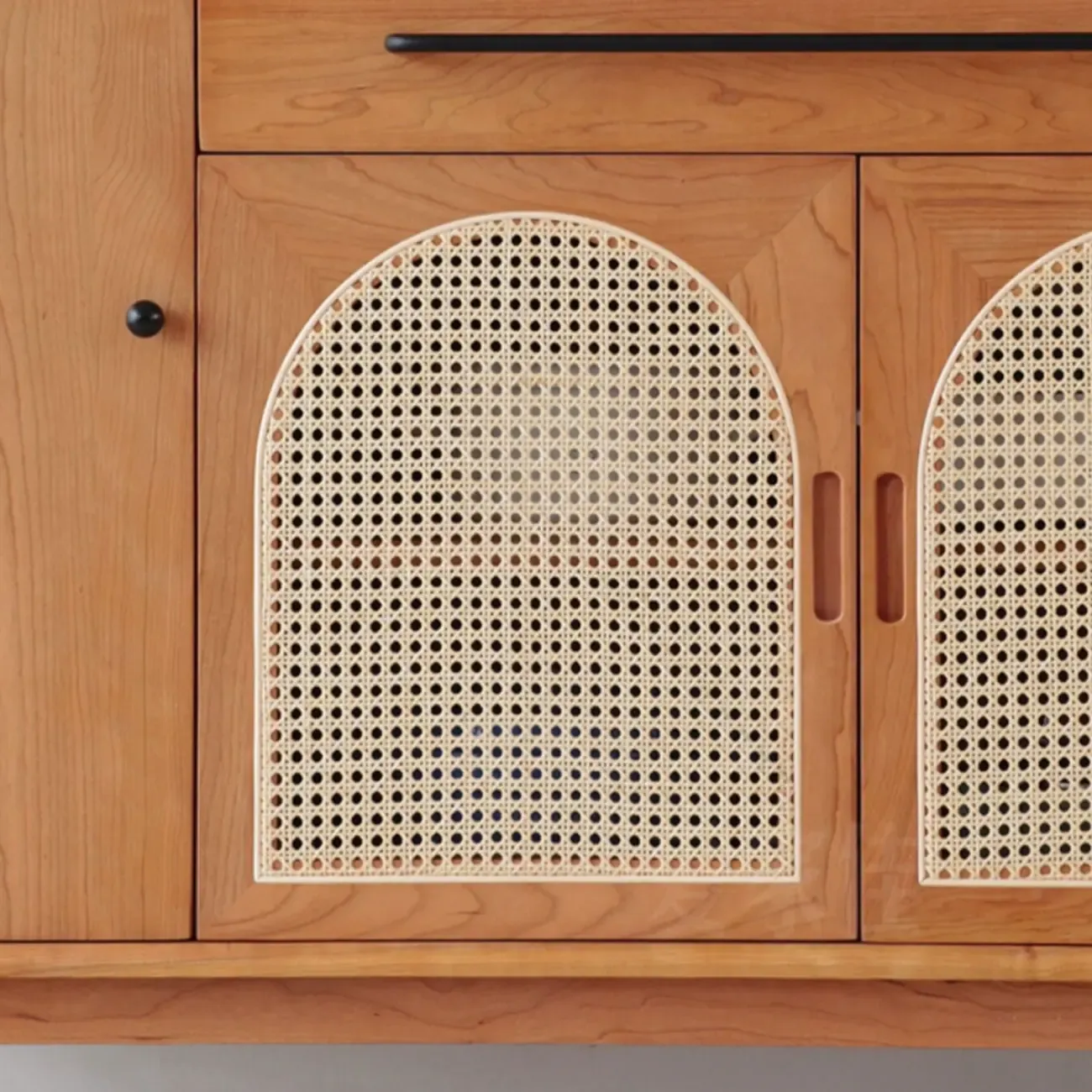 Modern Pine Cherry Wood Narrow Kitchen Sideboard Image - 4