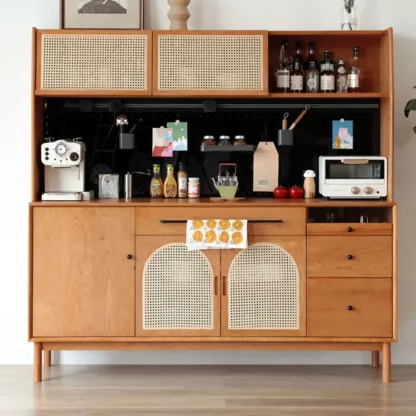 Modern Pine Cherry Wood Narrow Kitchen Sideboard Image - 5