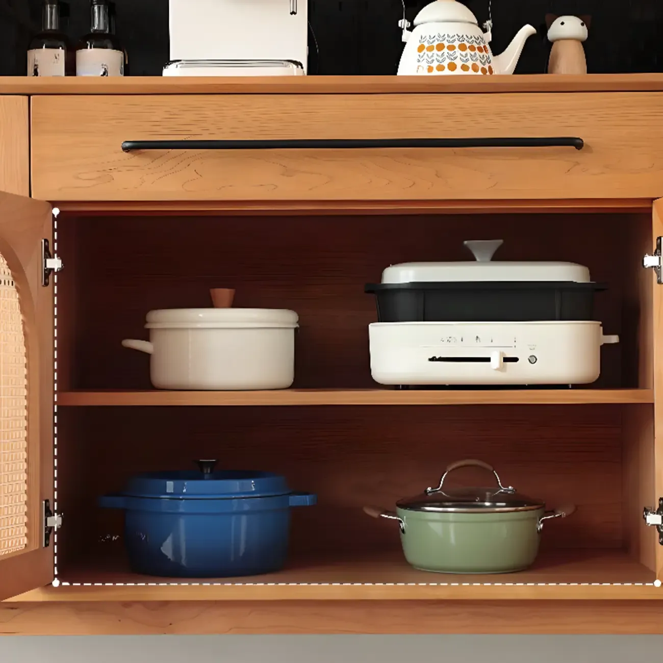 Modern Pine Cherry Wood Narrow Kitchen Sideboard Image - 6