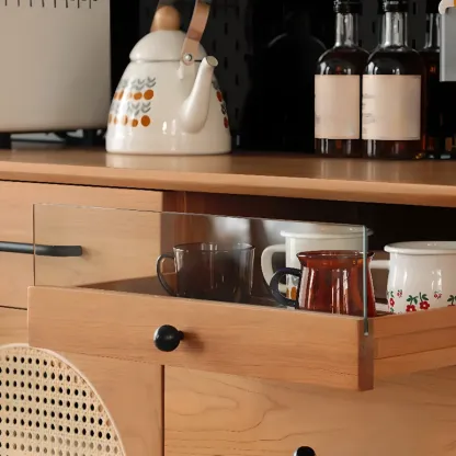 Modern Pine Cherry Wood Narrow Kitchen Sideboard Image - 8