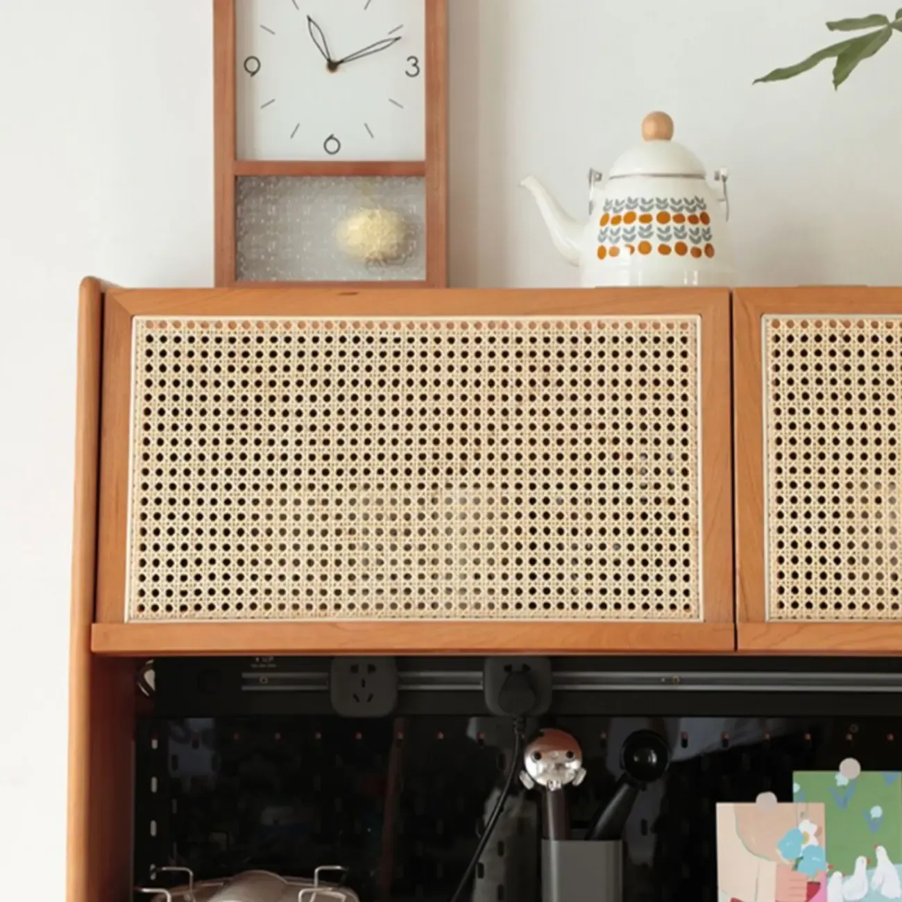 Modern Pine Cherry Wood Narrow Kitchen Sideboard Image - 9