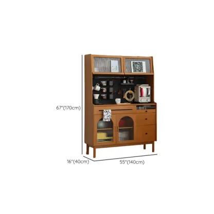 Modern Pine Cherry Wood Narrow Kitchen Sideboard Image - 18