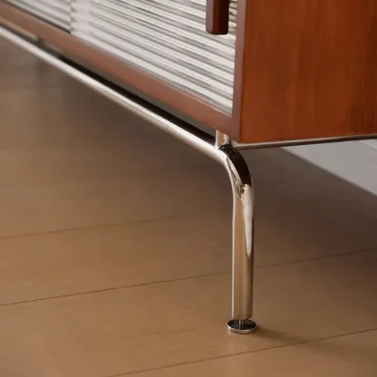 Modern Pine Cherry Wood Sliding Doors Buffet Image - 5