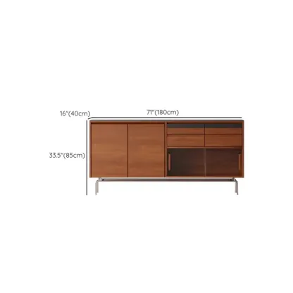 Modern Pine Cherry Wood Sliding Doors Buffet Image - 12