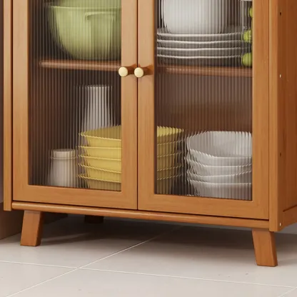 Modern Bamboo Narrow Buffet with Ample Storage Image - 7