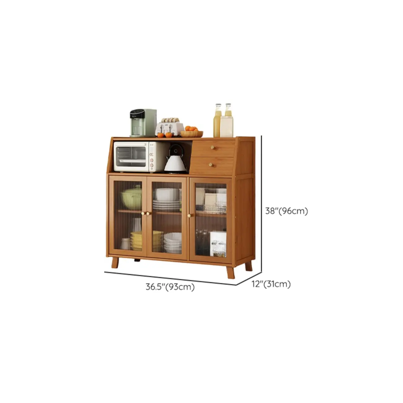 Modern Bamboo Narrow Buffet with Ample Storage #size | homeyfad