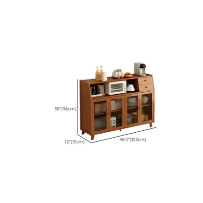 Modern Bamboo Narrow Buffet with Ample Storage Image - 11