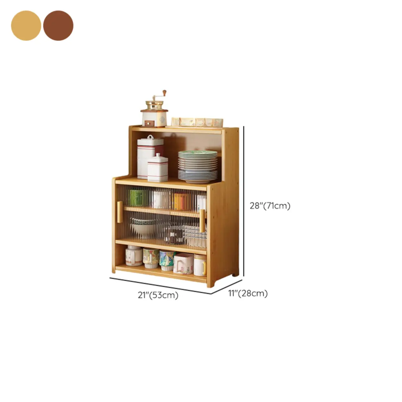 Modern Bamboo Narrow Buffet with Wood Countertop Image - 13 | homeyfad