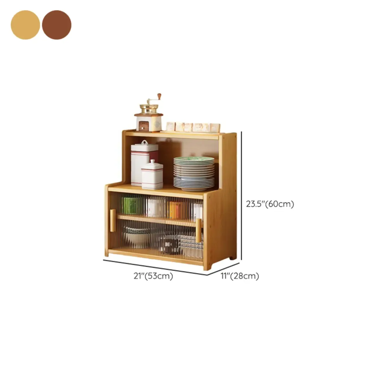 Modern Bamboo Narrow Buffet with Wood Countertop Image - 14
