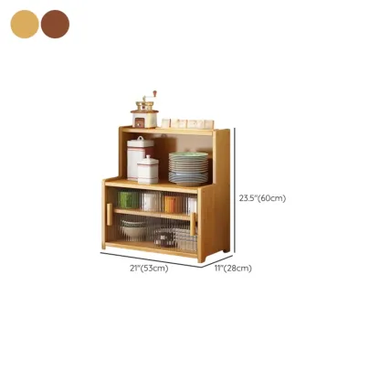 Modern Bamboo Narrow Buffet with Wood Countertop Image - 14