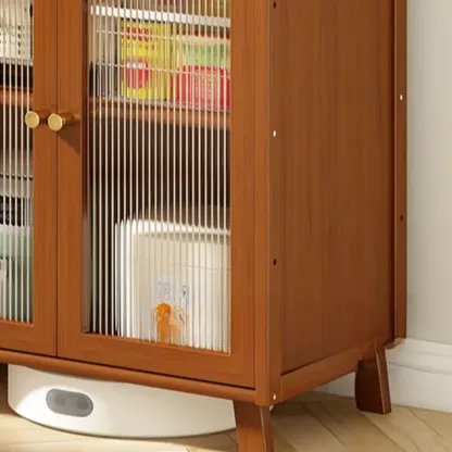 Modern Bamboo Narrow Storage Buffet Cabinet Image - 8