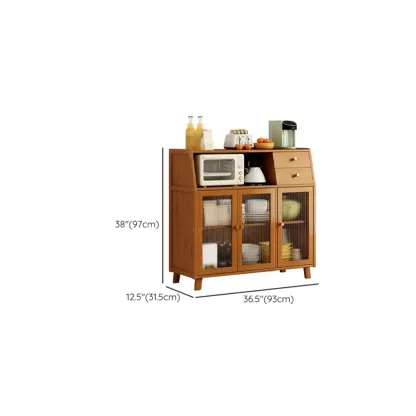 Modern Bamboo Narrow Storage Buffet Cabinet Image - 10