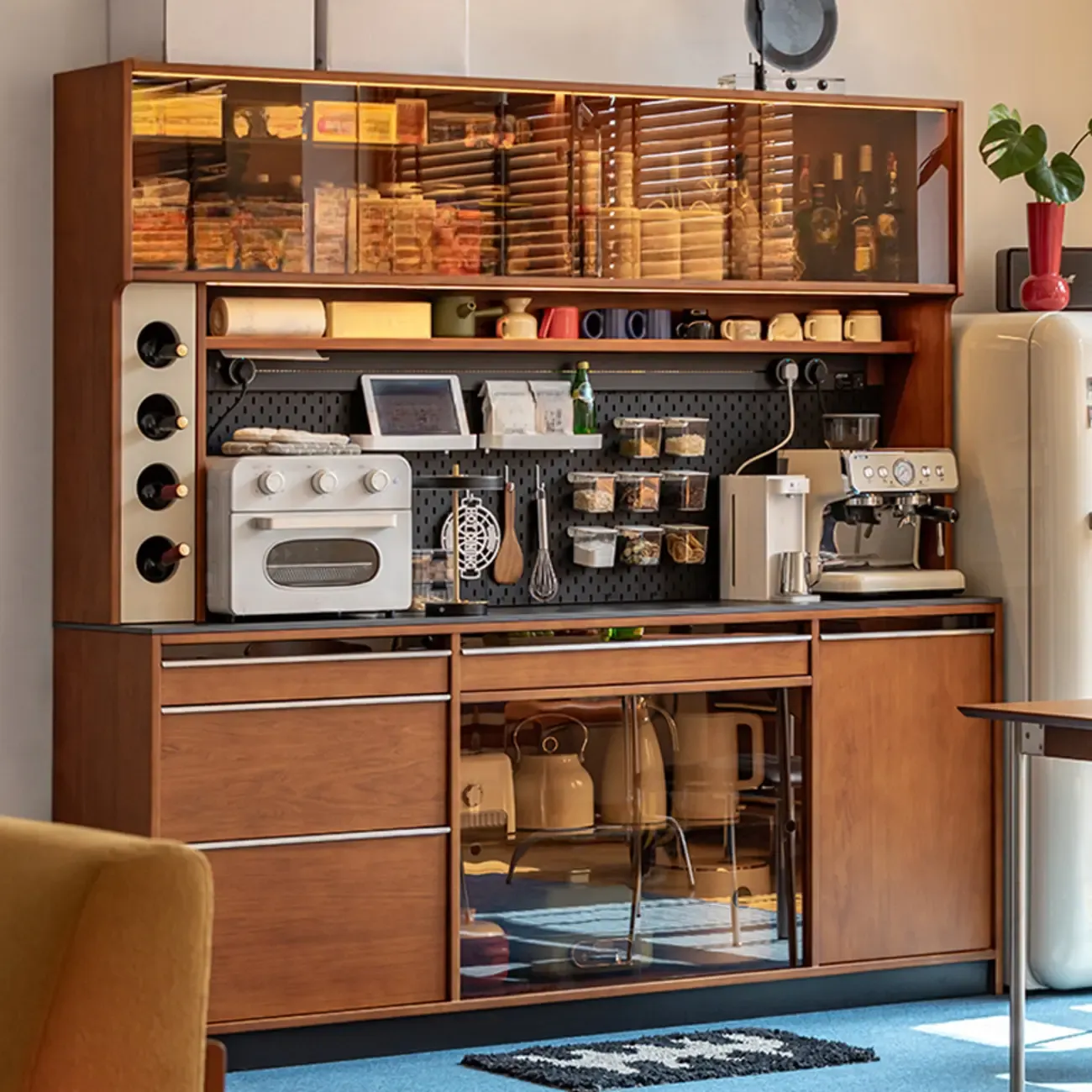 Modern Pine Boxwood Cherry Wood Buffet Sideboard Image - 1