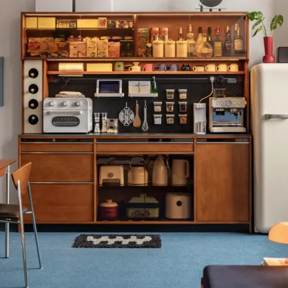 Modern Pine Boxwood Cherry Wood Buffet Sideboard Image - 2