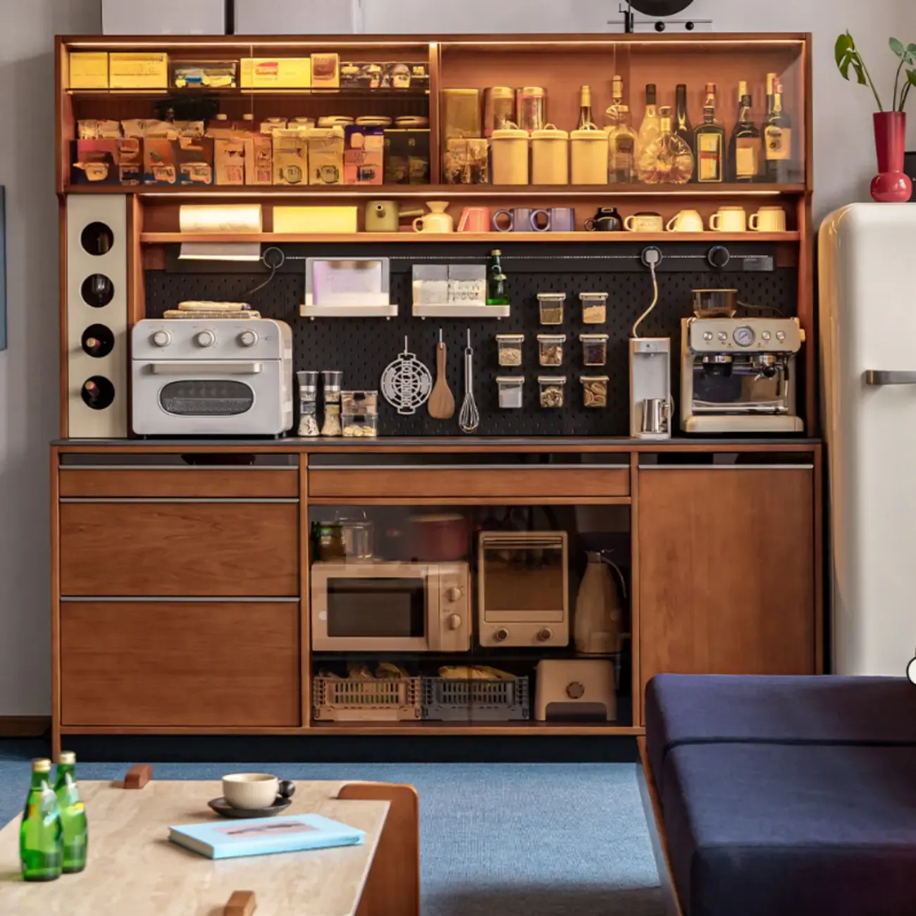 Modern Pine Boxwood Cherry Wood Buffet Sideboard Image - 3