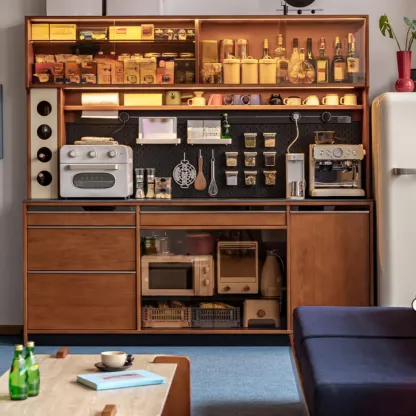 Modern Pine Boxwood Cherry Wood Buffet Sideboard Image - 3