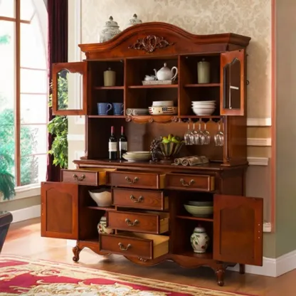 Modern Brown Wood Buffet with Adjustable Shelves Image - 4