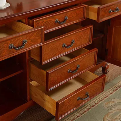 Modern Brown Wood Buffet with Adjustable Shelves Image - 6