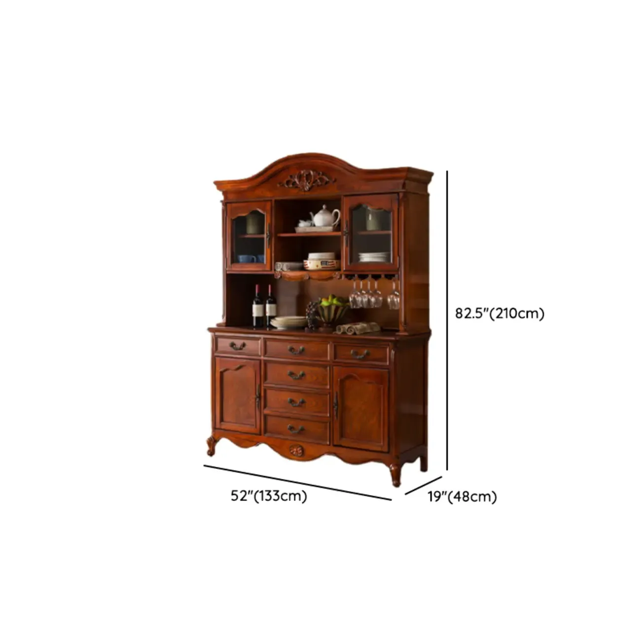 Modern Brown Wood Buffet with Adjustable Shelves #size