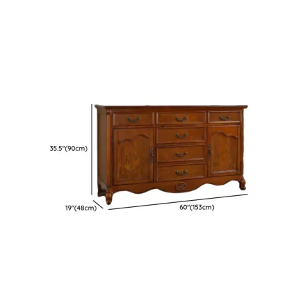 Modern Brown Wood Buffet with Adjustable Shelves Image - 12