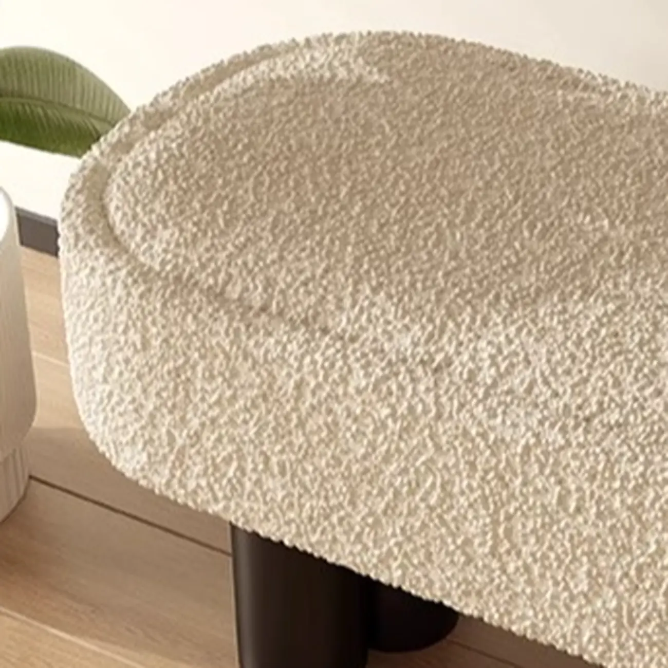 Modern Beige Upholstered Bedroom Bench Metal Frame Image - 5 | homeyfad