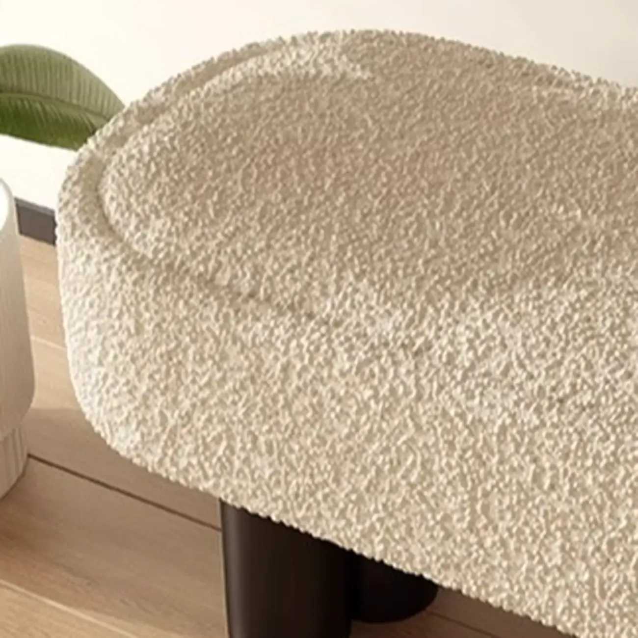 Modern Beige Upholstered Bedroom Bench Metal Frame Image - 5