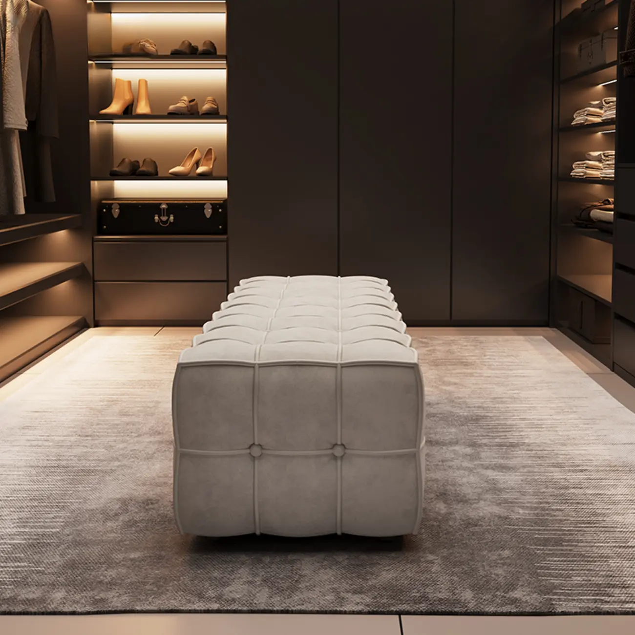 Modern White Upholstered Tufted Bedroom Bench Image - 3 | homeyfad