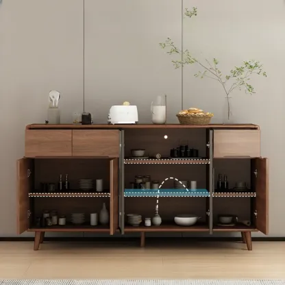 Modern Wood Buffet with Spacious Storage Cabinets Image - 1