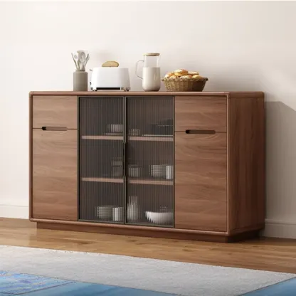 Modern Wood Buffet with Spacious Storage Cabinets Image - 2