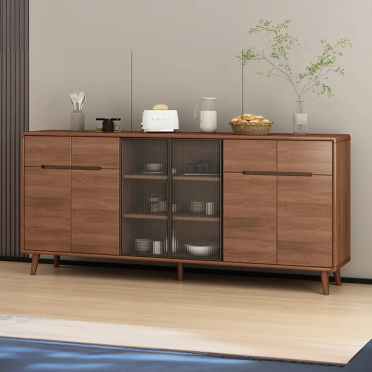 Modern Wood Buffet with Spacious Storage Cabinets Image - 7 | homeyfad