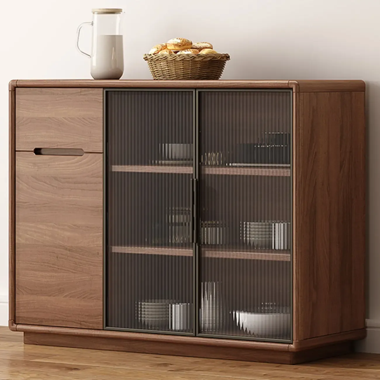 Modern Wood Buffet with Spacious Storage Cabinets Image - 8