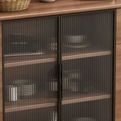 Modern Wood Buffet with Spacious Storage Cabinets Image - 11