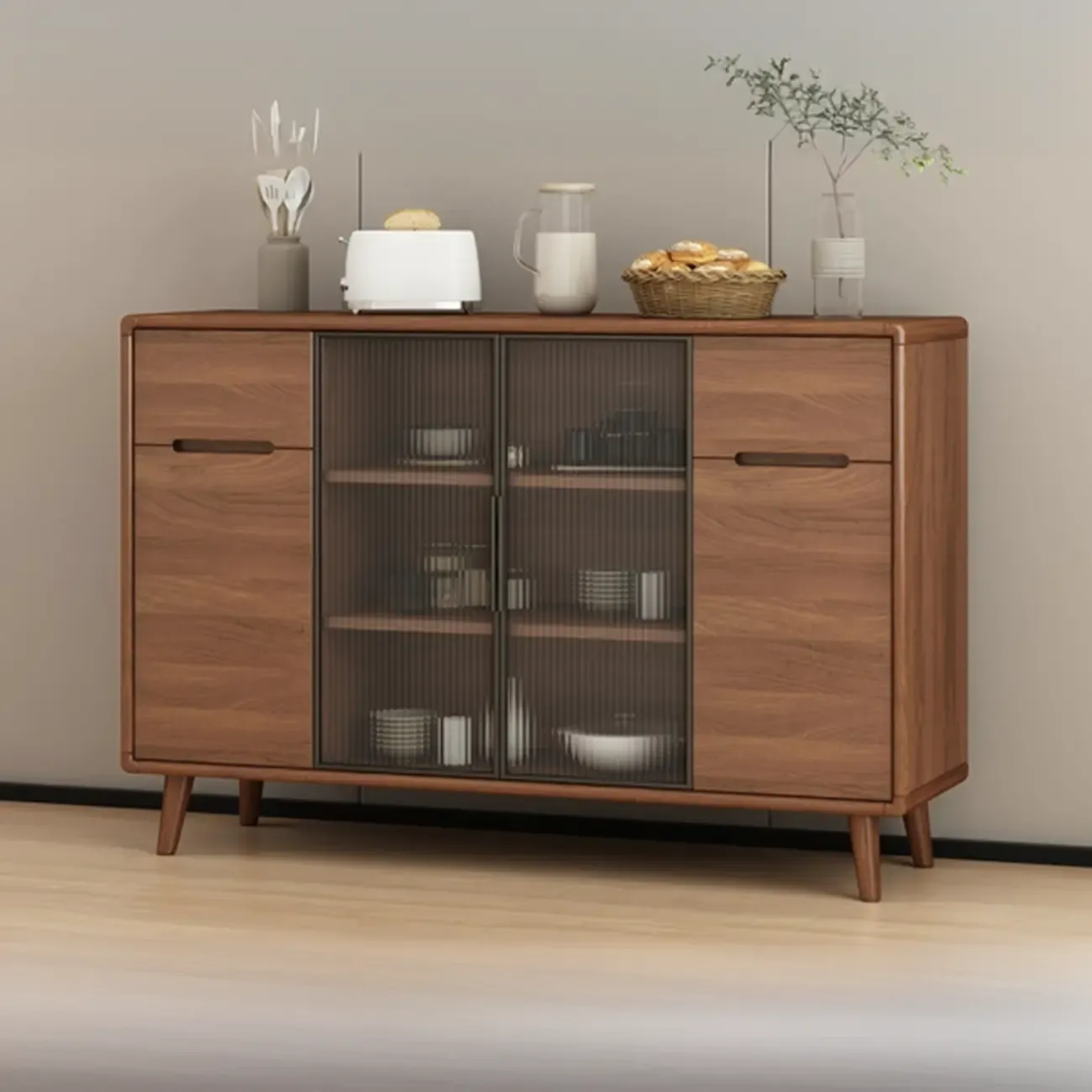 Modern Wood Buffet with Spacious Storage Cabinets Image - 17