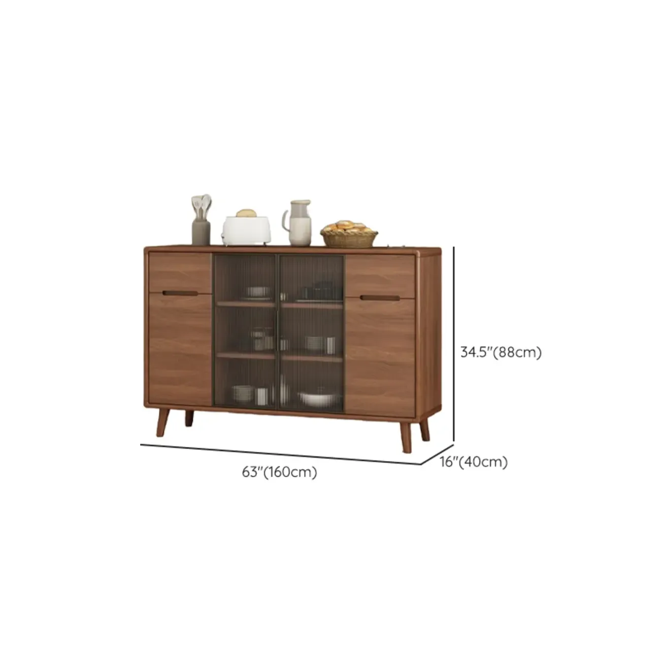 Modern Wood Buffet with Spacious Storage Cabinets Image - 21