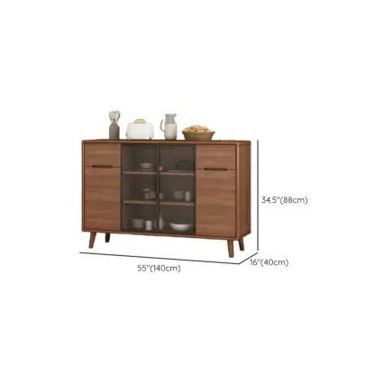 Modern Wood Buffet with Spacious Storage Cabinets Image - 22
