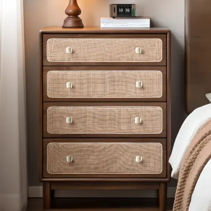 4-Drawer Mid-Century Modern Wooden Bachelor Chest Image - 1