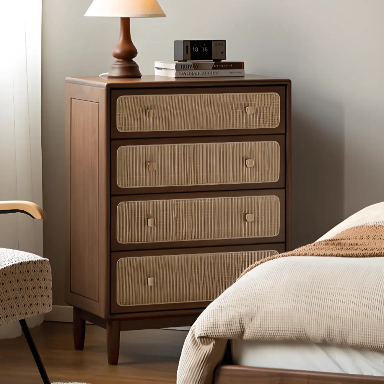 4-Drawer Mid-Century Modern Wooden Bachelor Chest Image - 4 | homeyfad