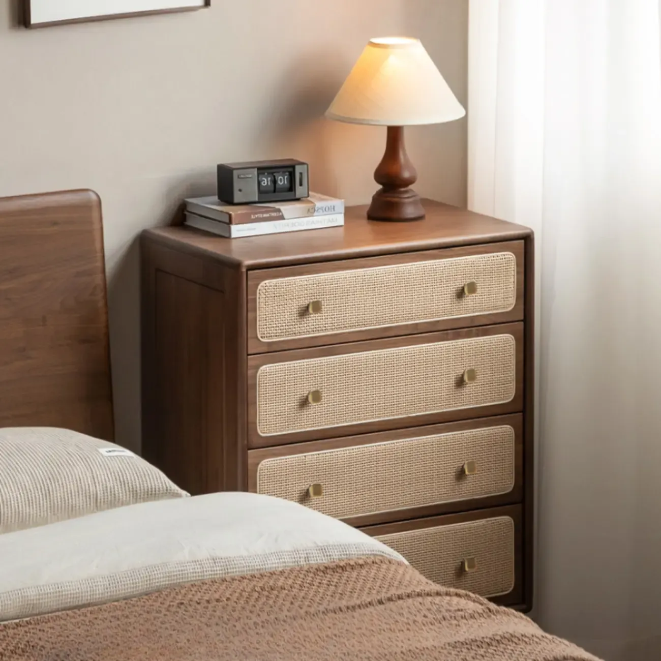 4-Drawer Mid-Century Modern Wooden Bachelor Chest Image - 5