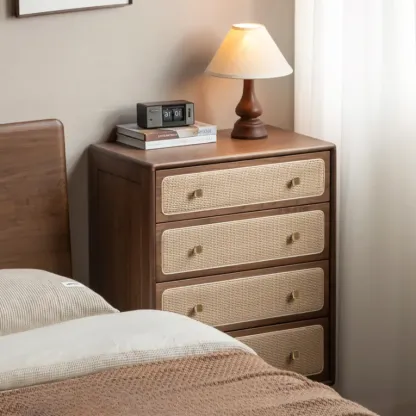 4-Drawer Mid-Century Modern Wooden Bachelor Chest Image - 5