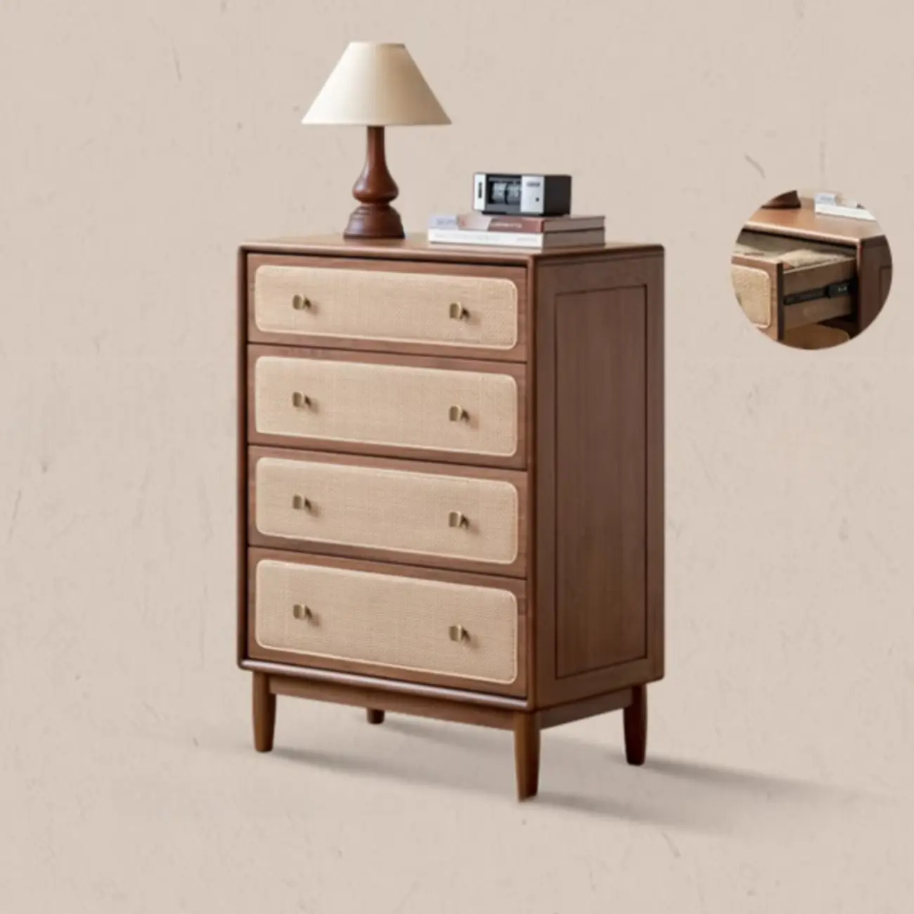 4-Drawer Mid-Century Modern Wooden Bachelor Chest Image - 3 | homeyfad