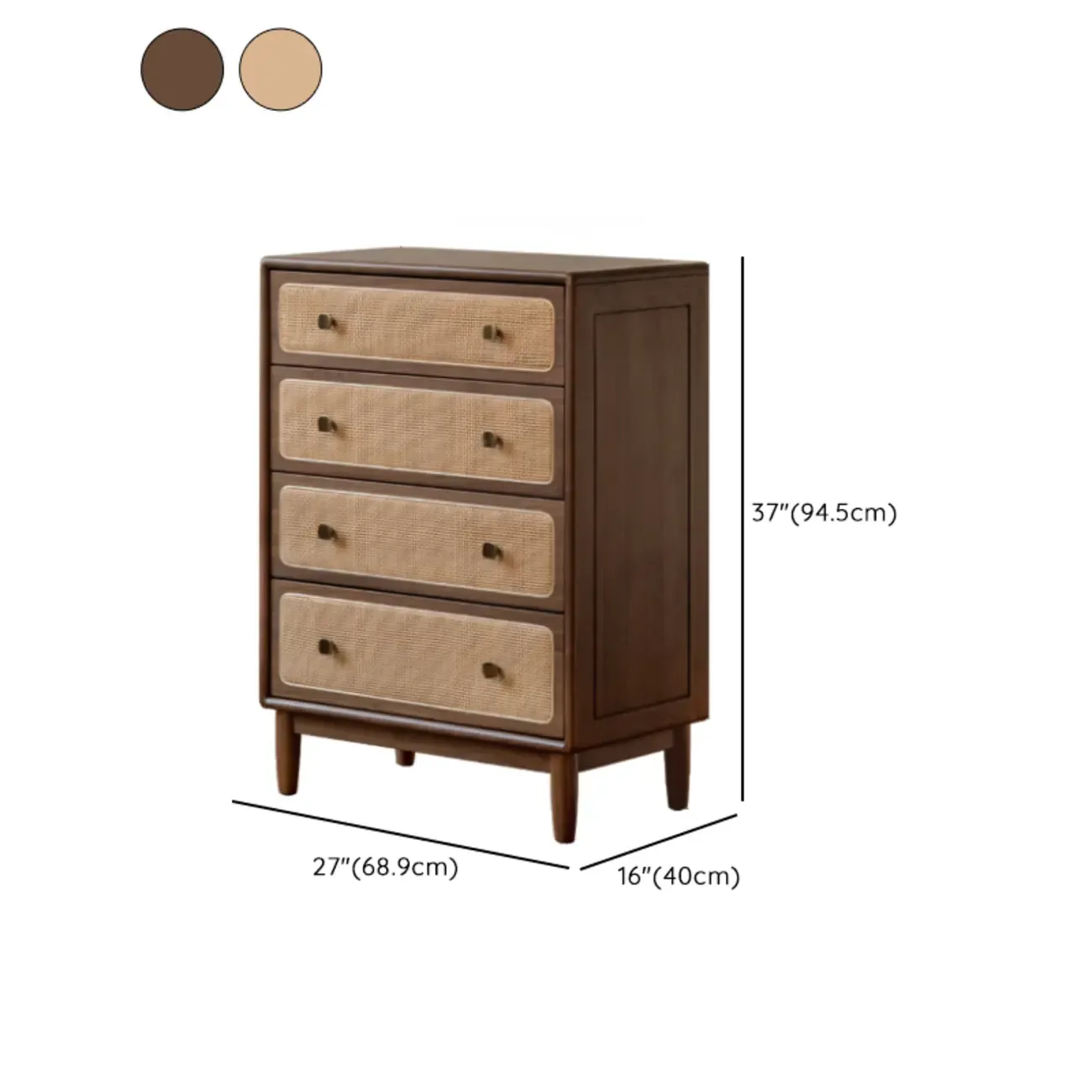 4-Drawer Mid-Century Modern Wooden Bachelor Chest #size